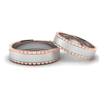 Load image into Gallery viewer, Matte Finish Platinum Love Bands with Designer Cut Rose Gold Borders JL PT 654
