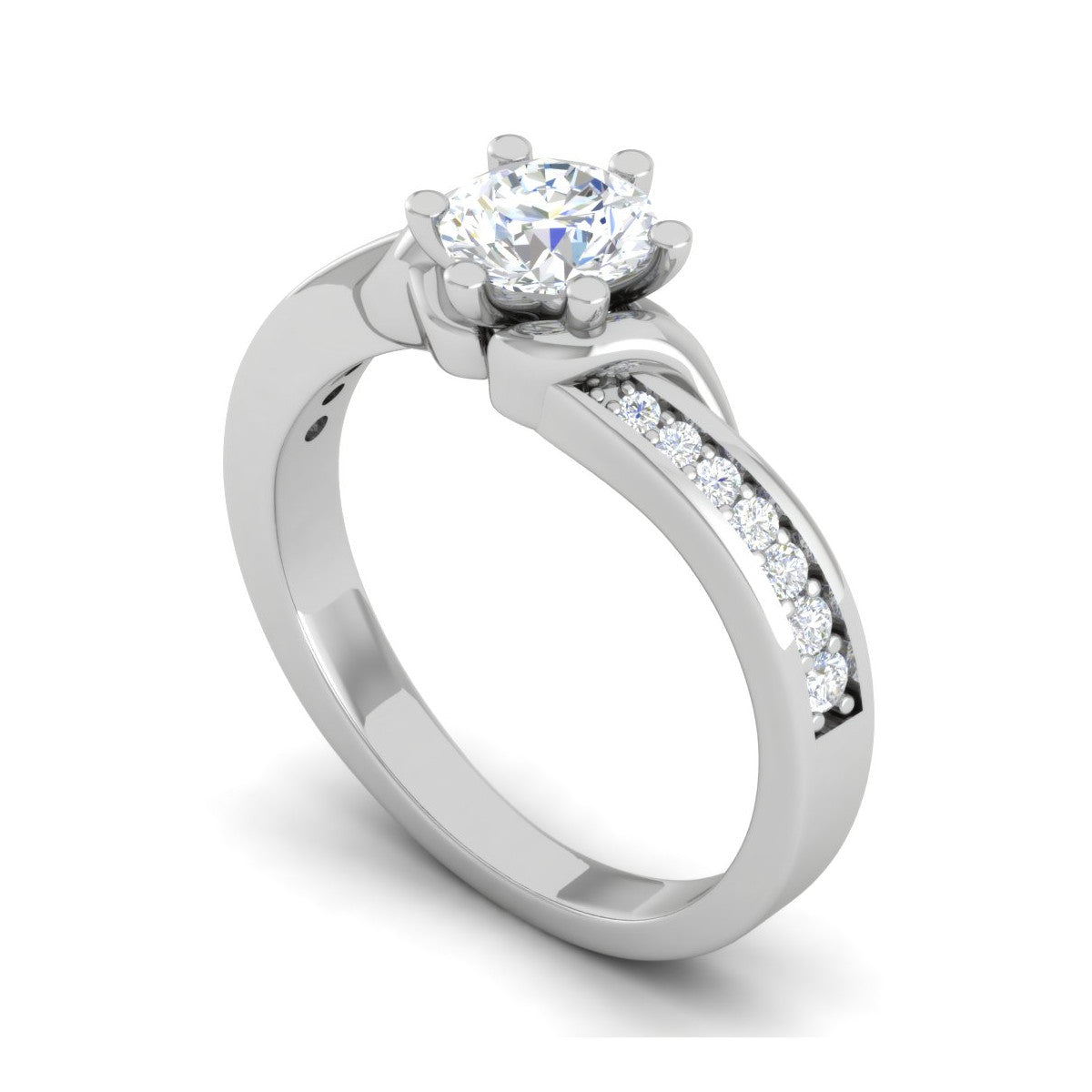 50-Pointer Lab Grown Solitaire Platinum Diamond Shank Engagement Ring JL PT LG G WB6004E