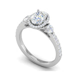 Load image into Gallery viewer, 70-Pointer Oval Shape Solitaire Halo Diamond Accents Platinum Ring JL PT IM1702-B   Jewelove.US
