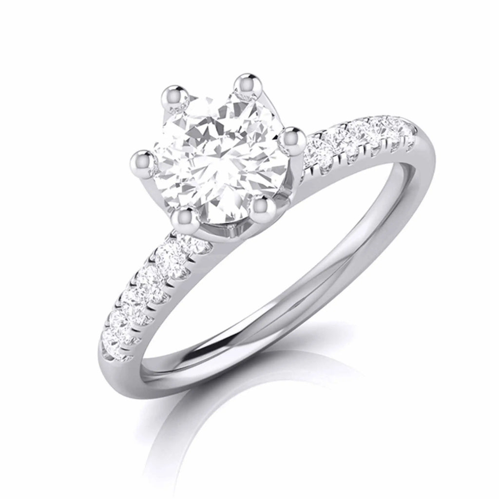 50-Pointer Flowery Platinum Solitaire Engagement Ring with Diamond Shank JL PT G 105-A   Jewelove.US