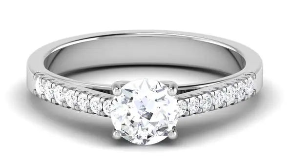 50 Pointer Platinum Diamond Solitaire Ring with Diamond Shank For Women JL PT 485   Jewelove.US