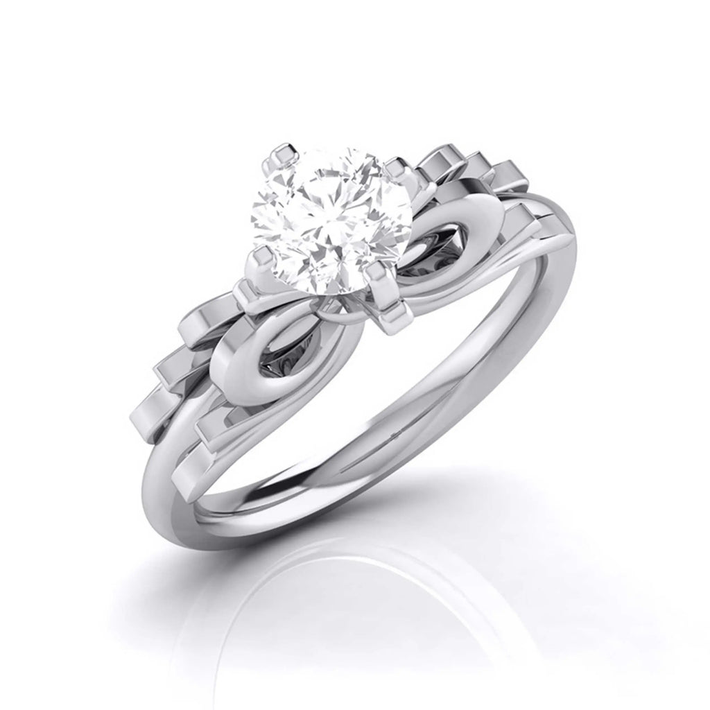 50-Pointer Solitaire Designer Bow Platinum Ring JL PT G 108-A   Jewelove.US