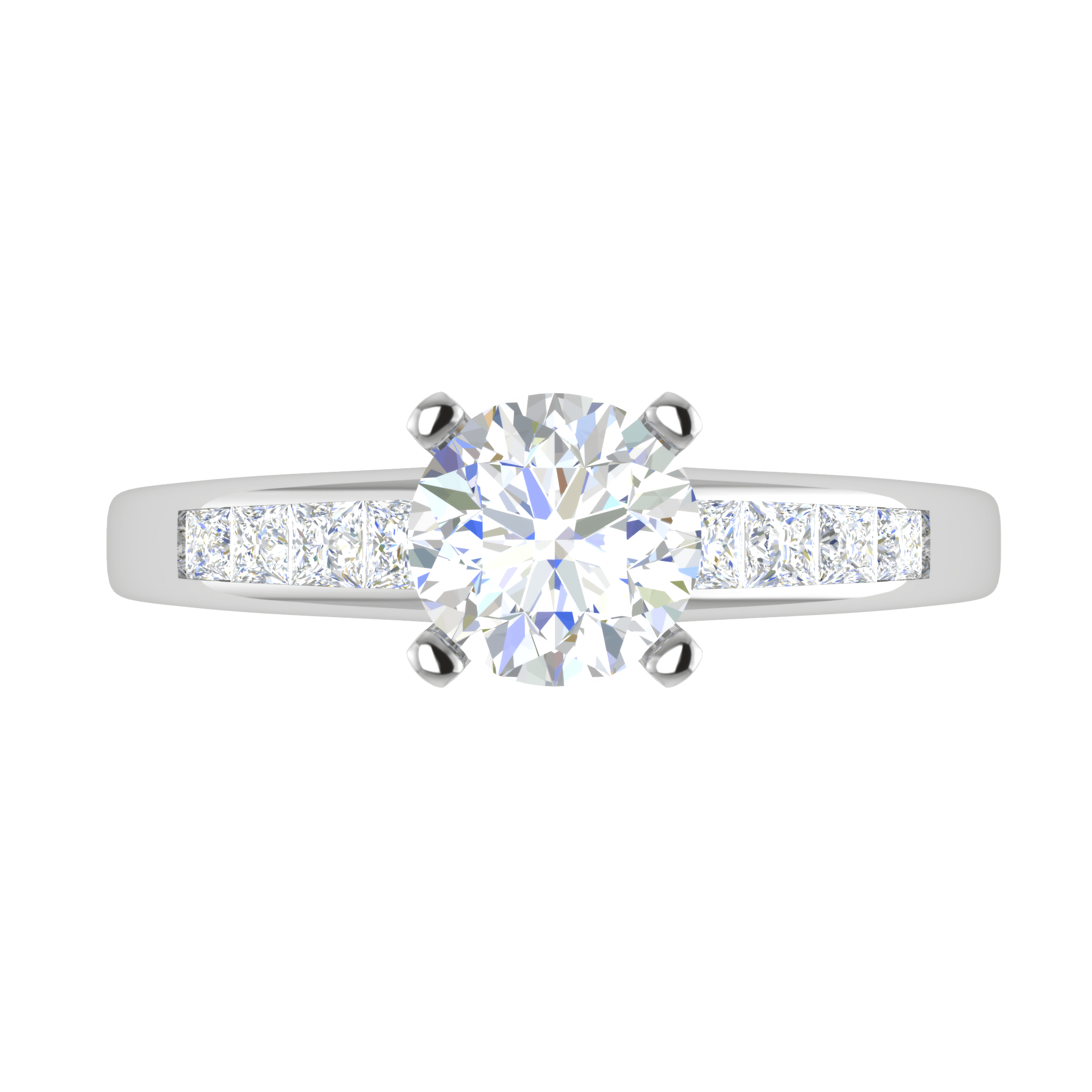 2-Carat Lab Grown Solitaire with Princess cut Diamond Shank Platinum Ring JL PT RC PR LG G 186-D