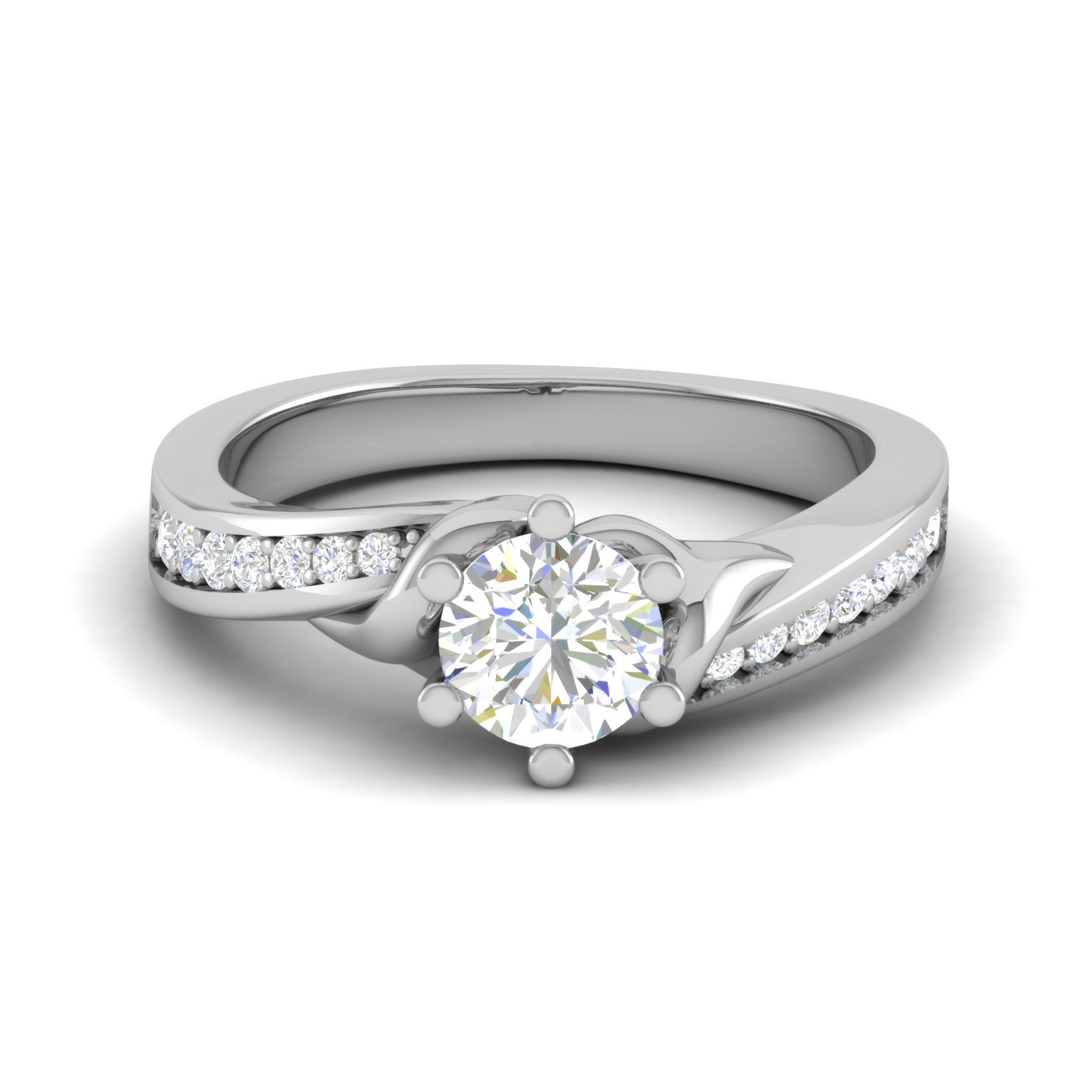 1.50-Carat Lab Grown Solitaire Platinum Diamond Shank Engagement Ring JL PT LG G WB6004E-C