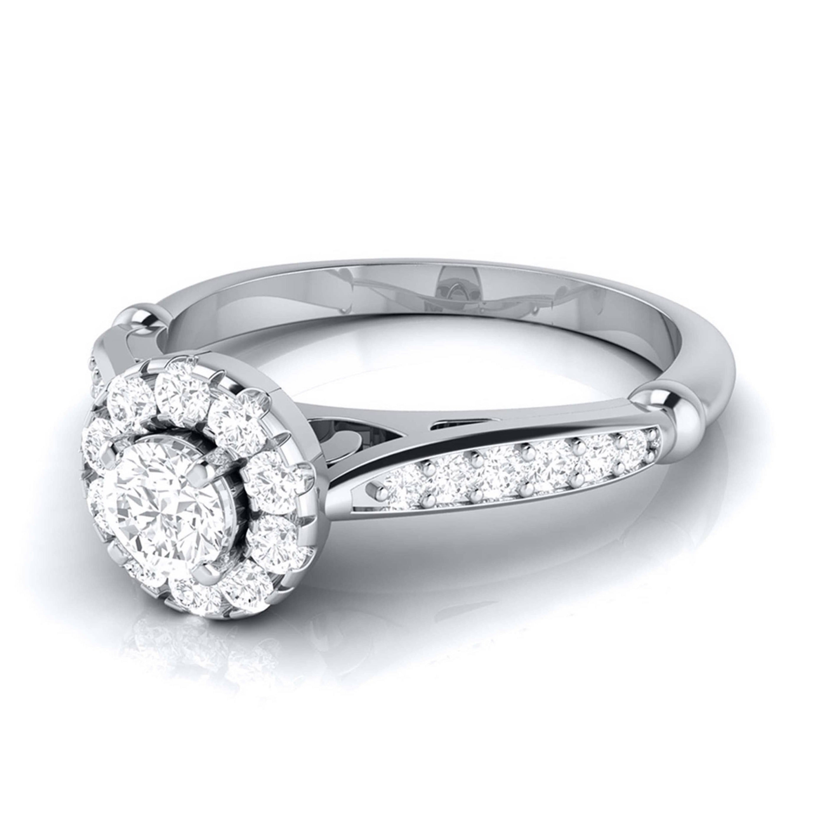 1-Carat Solitaire Halo Diamond Shank Platinum Ring JL PT G 103-D