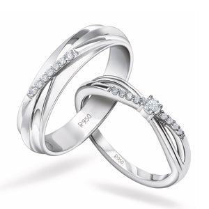 Designer Platinum Couple Rings with Diamonds JL PT 912