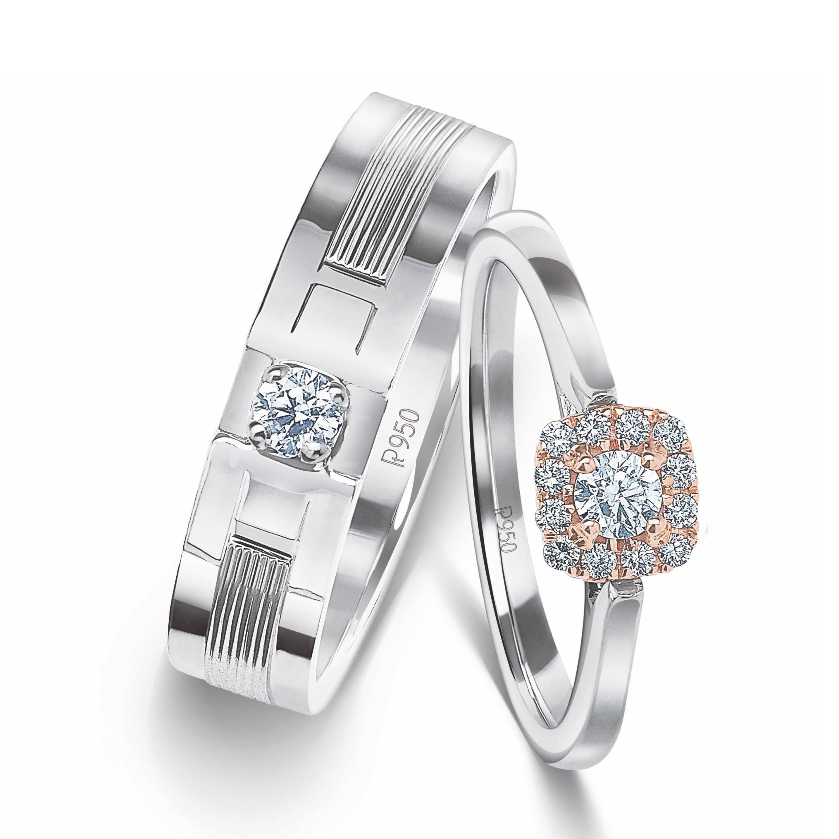 Designer Platinum Couple Rings with Diamonds JL PT 920