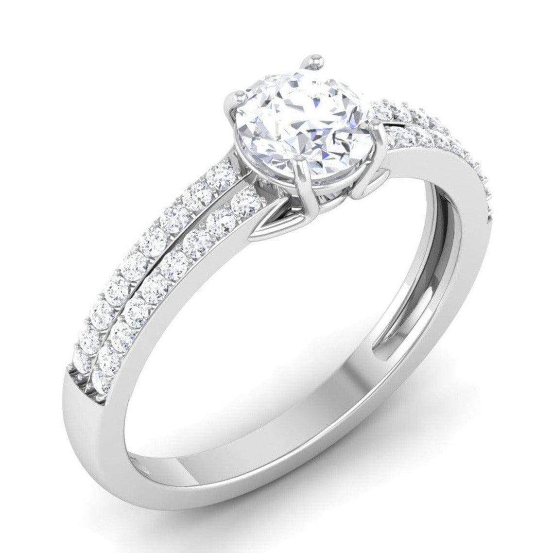 Platinum Double Shank Diamond Solitaire Ring JL PT 7002