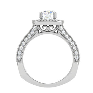 1-Carat Lab Grown Solitaire Halo Platinum Split Shank Engagement Ring JL PT LG G WB5982E-B