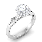 Load image into Gallery viewer, 2-Carat Lab Grown Solitaire Halo Platinum Twisted Shank Engagement Ring JL PT LG G 6579-D
