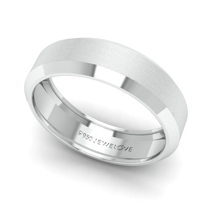 Beveled Edges Plain Platinum Ring for Men JL PT 616