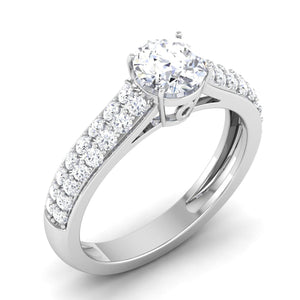 50-Pointer Platinum Two Row Diamond Shank Solitaire Engagement Ring JL PT 6989-A