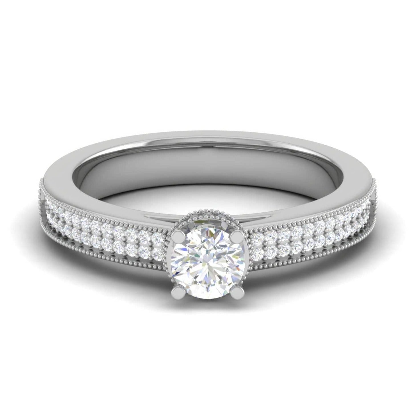 70-Pointer Lab Grown Solitaire Single Halo Diamond Shank Platinum Ring JL PT RP RD LG G 157-A