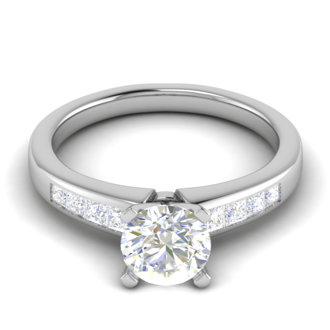 50-Pointer Lab Grown Solitaire with Princess cut Diamond Shank Platinum Ring JL PT RC PR LG G 186