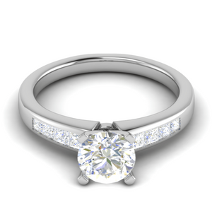 1.50-Carat Lab Grown Solitaire with Princess cut Diamond Shank Platinum Ring JL PT RC PR LG G 186-C