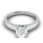 Load image into Gallery viewer, 1-Carat Solitaire with Princess cut Diamond Shank Platinum Ring JL PT RC PR 186-C
