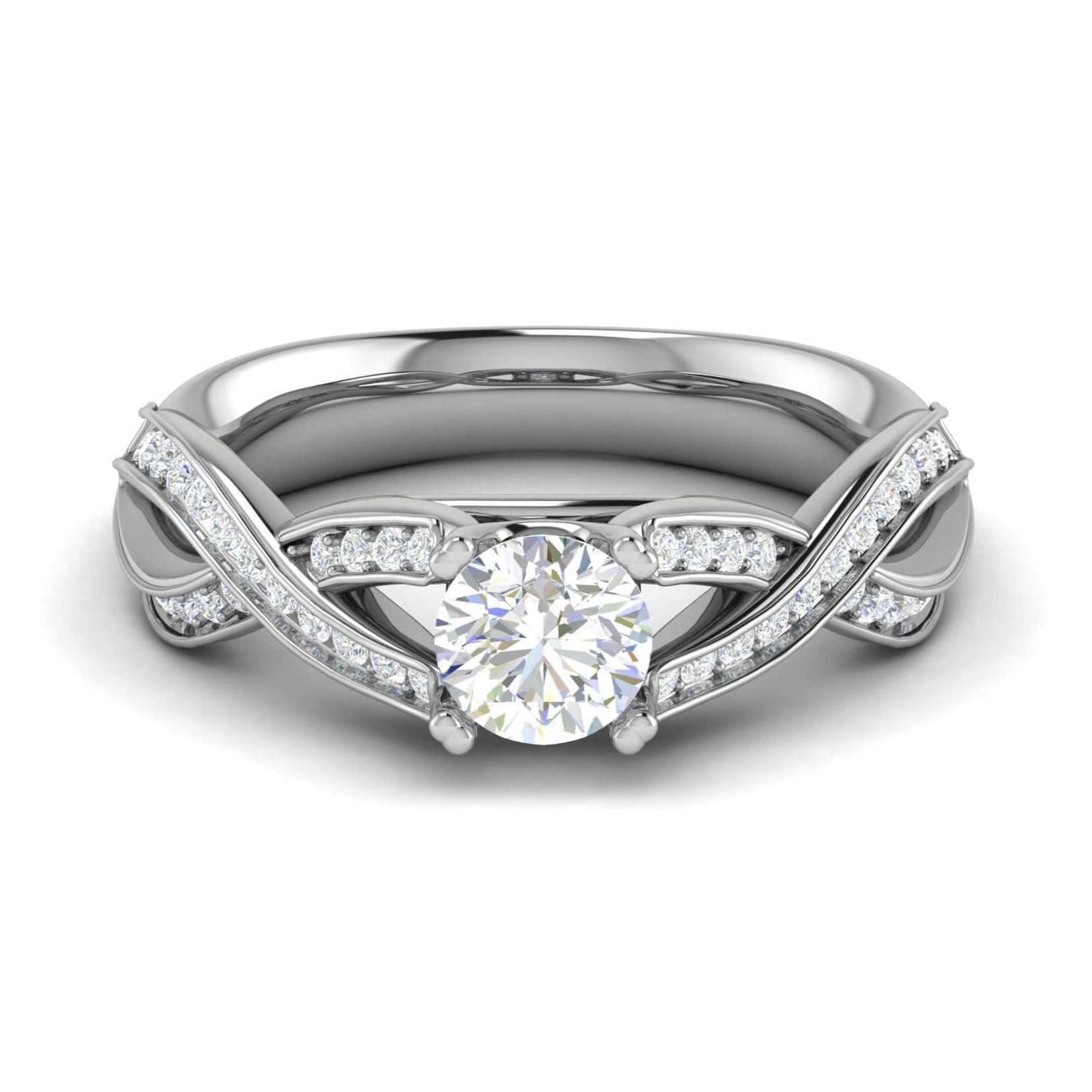 30-Solitaire Diamond Twisted Shank Platinum Ring JL PT RP RD 148