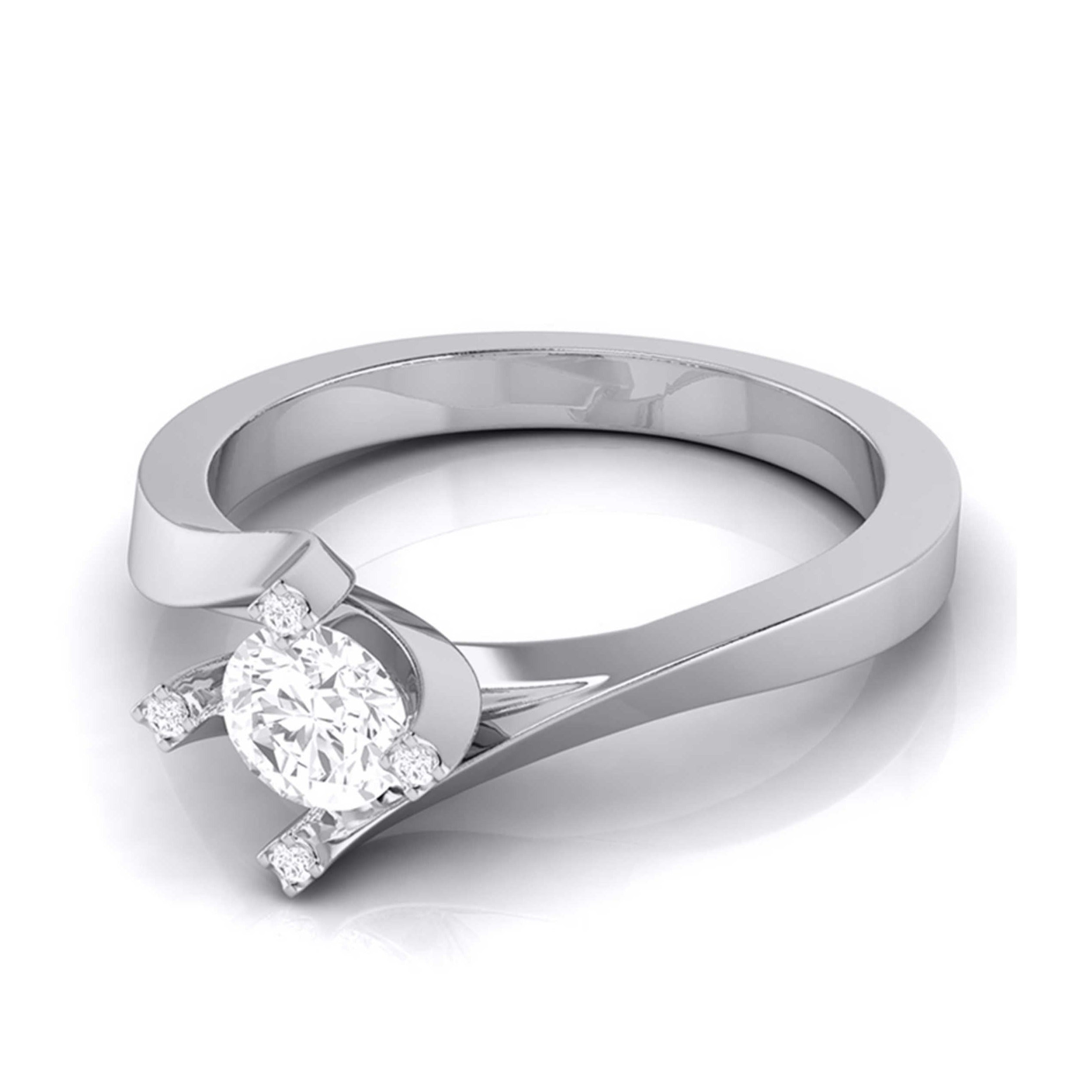 Designer Platinum Solitaire Engagement Ring with Diamond Studded Prongs JL PT G-122