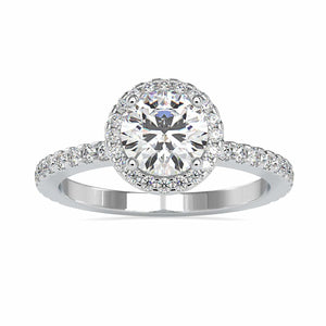 70-Pointer Solitaire Halo Diamond Shank Platinum Engagement Ring JL PT 0108-B