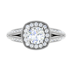 Load image into Gallery viewer, 70-Pointer Solitaire Halo Platinum Split Shank Engagement Ring JL PT WB5982E-B
