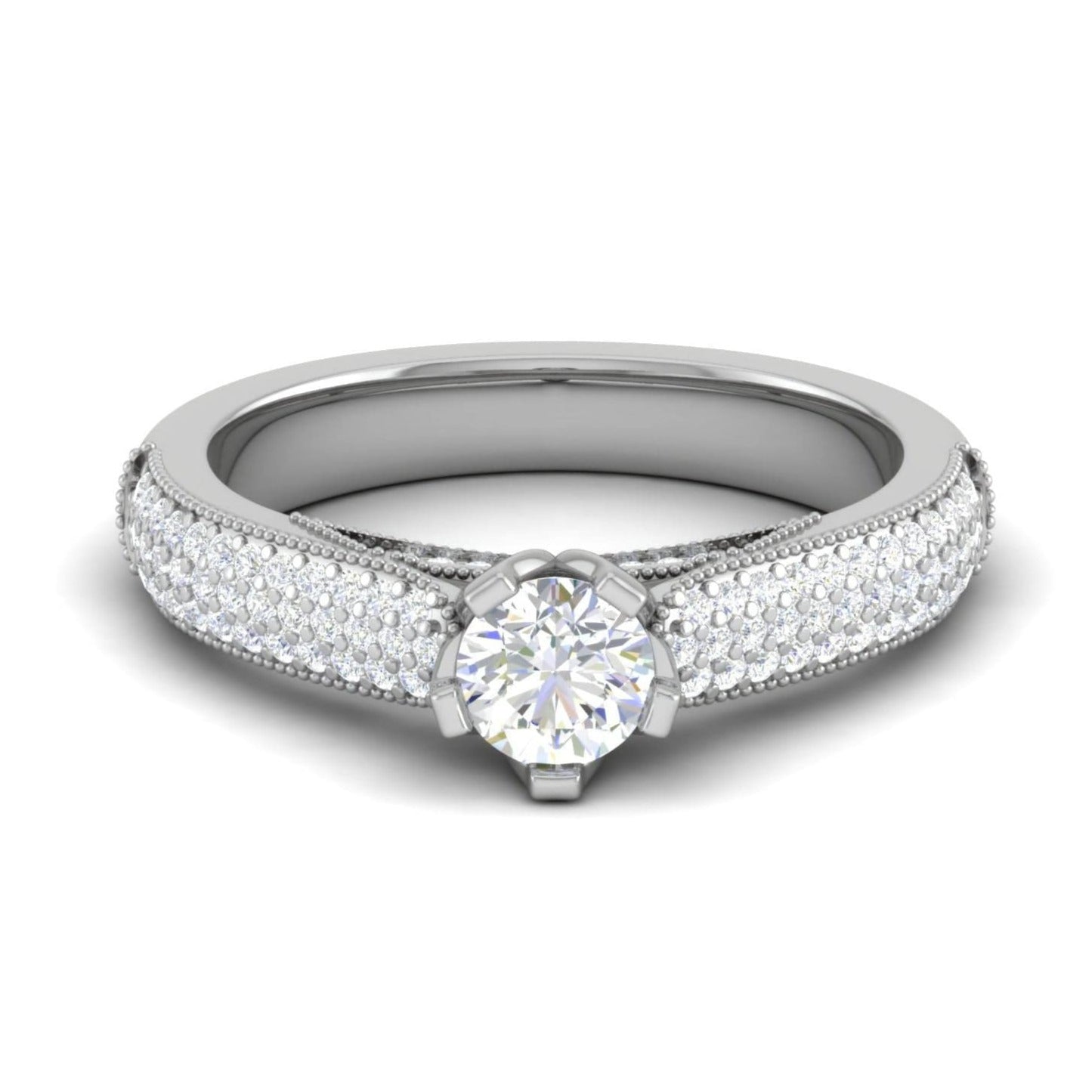 1-Carat Solitaire Diamond Split Shank Platinum Ring JL PT RP RD 159-C