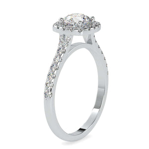 70-Pointer Solitaire Platinum Halo Diamond Shank Engagement Ring JL PT 0191-B