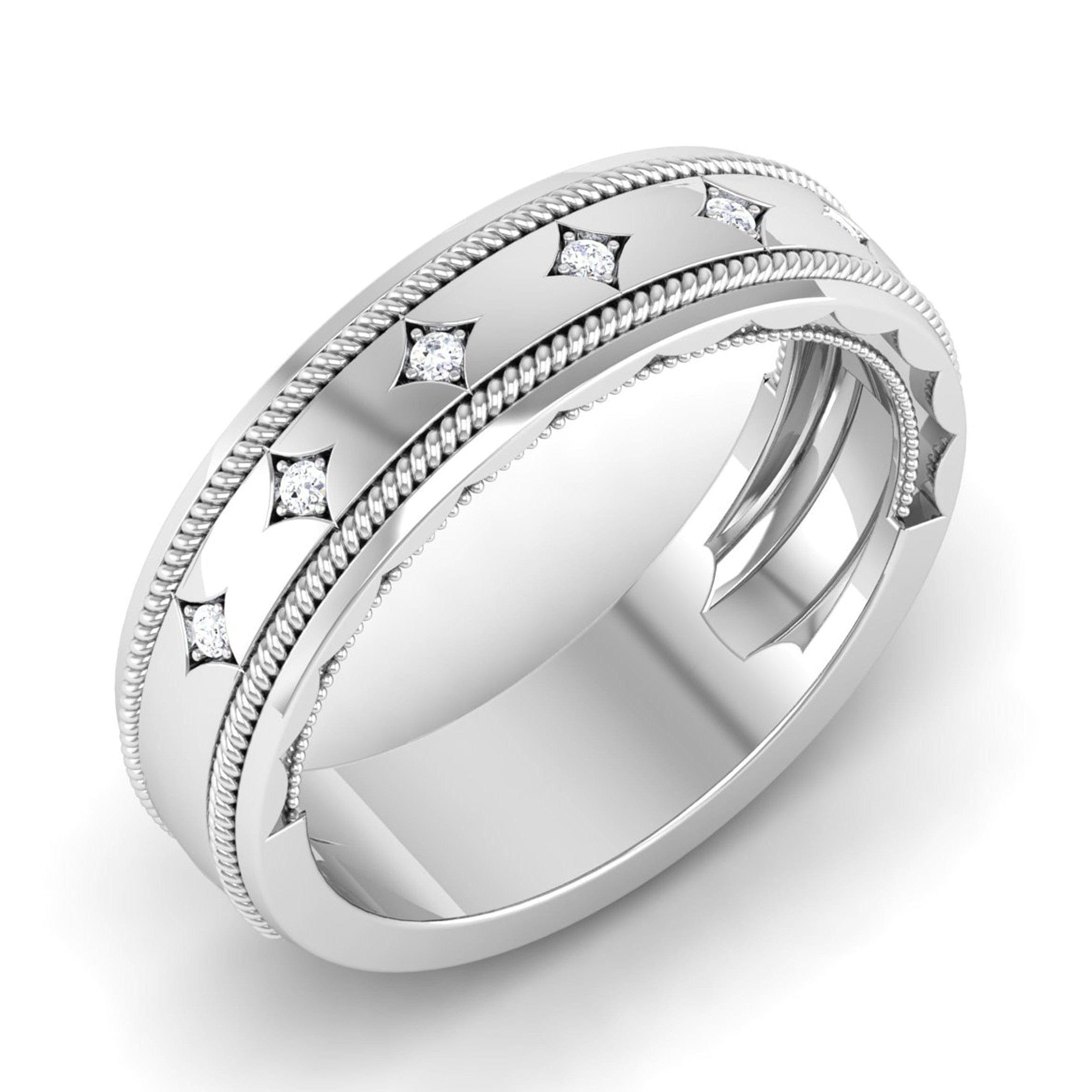 Designer Men's Platinum Wedding Ring with Diamonds JL PT 6742