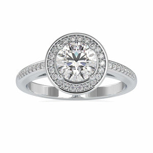 2-Carat Lab Grown Solitaire Single Halo Diamond Shank Platinum Engagement Ring JL PT LG G 0071-D