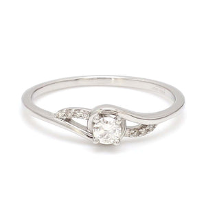 Designer Platinum Solitaire Ring with Diamond Accents JL PT 969