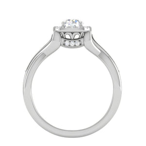 1-Carat Solitaire Halo Diamond Single Twisted Shank Platinum Ring for Women JL PT RV RD 123-C