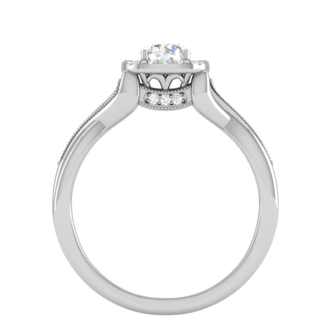 70-Pointer Solitaire Halo Diamond Single Twisted Shank Platinum Ring for Women JL PT RV RD 123-B