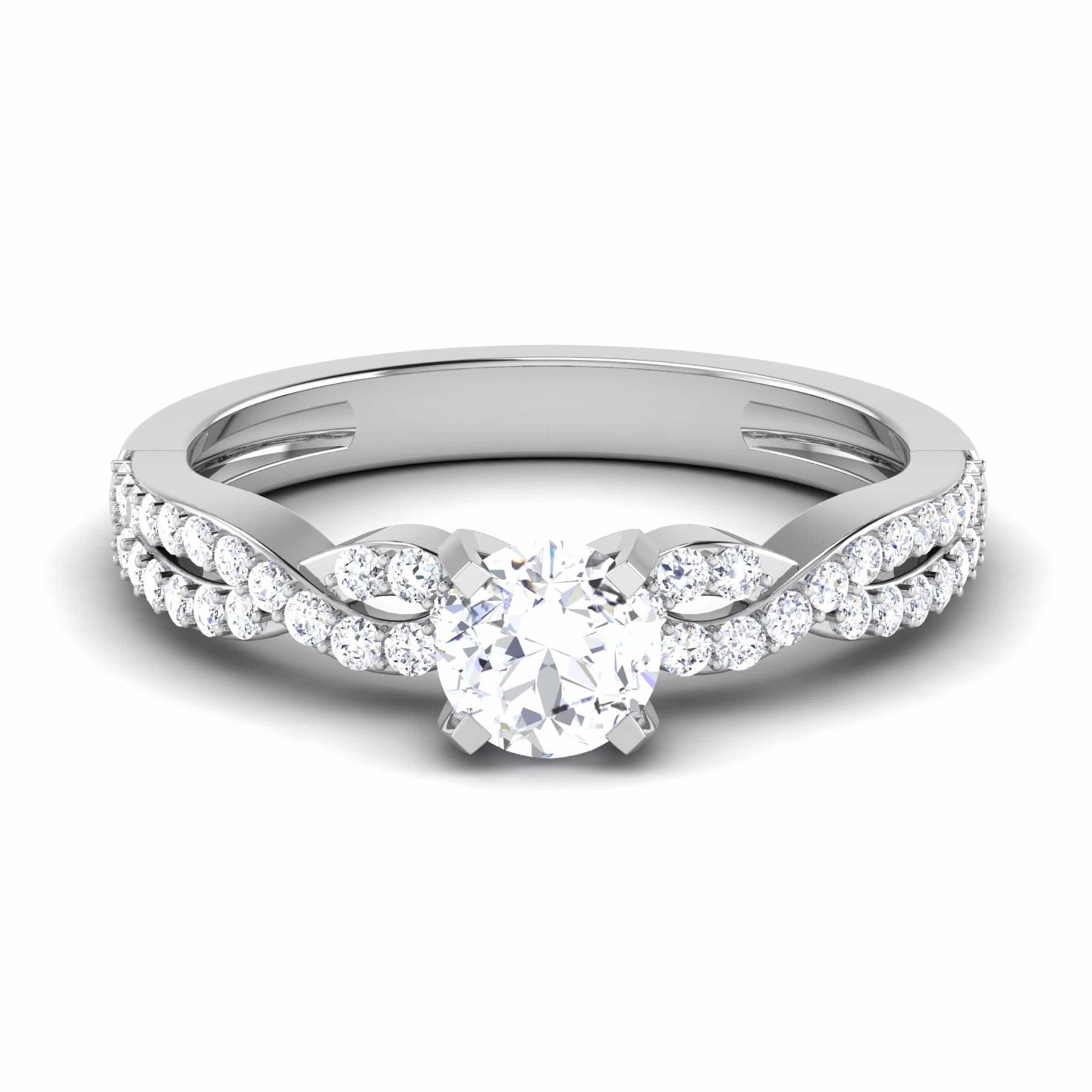 2-Carat Lab Grown Solitaire Double Shank Diamond Engagement Platinum Ring JL PT LG G 6994-D