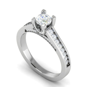 1-Carat Solitaire Diamond Shank Platinum Ring JL PT RP RD 140-C