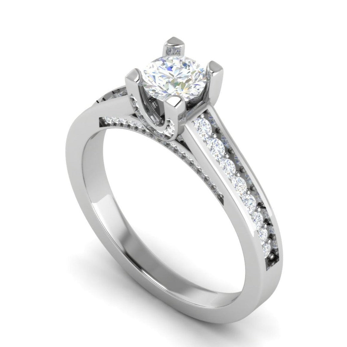 70-Pointer Solitaire Diamond Shank Platinum Ring JL PT RP RD 140-B