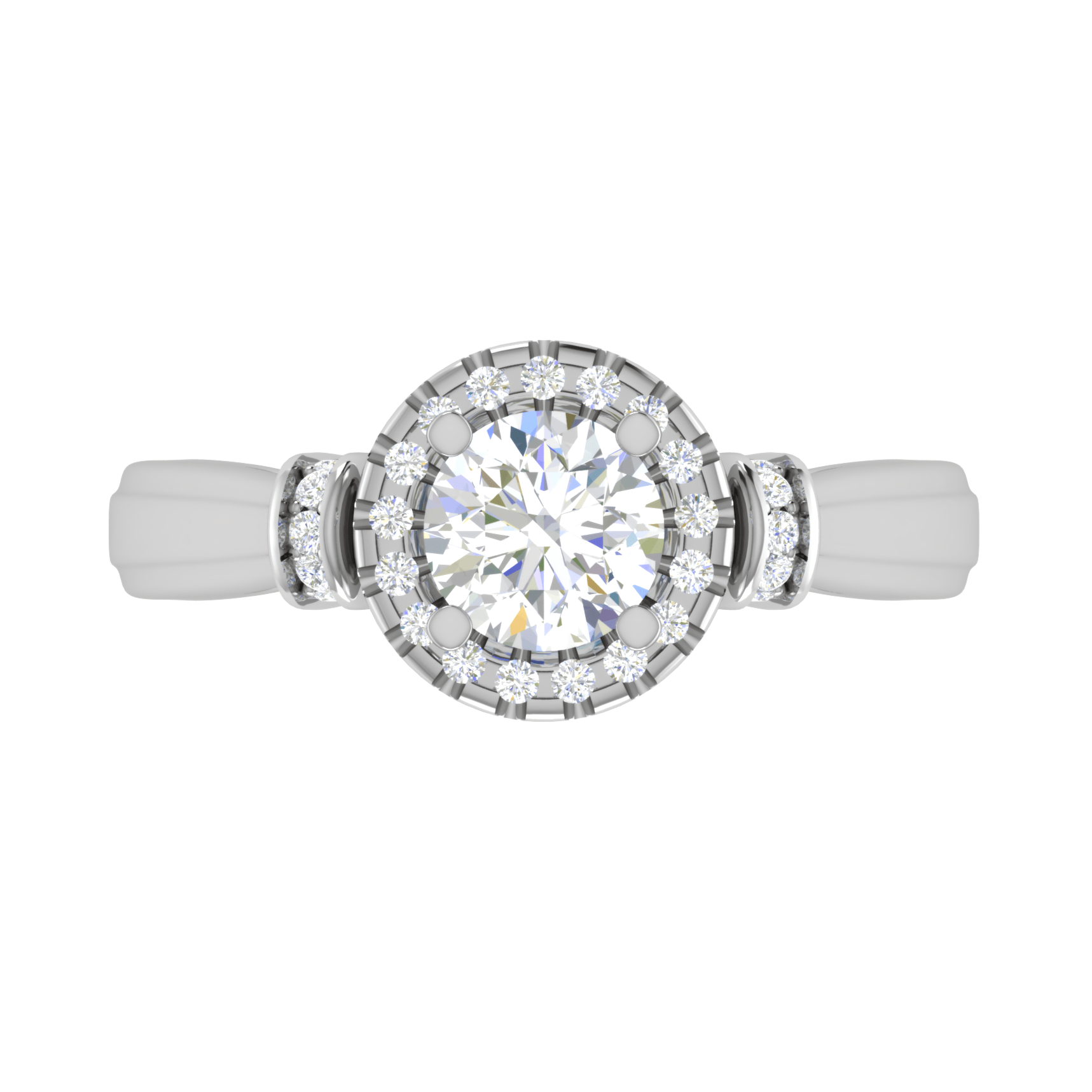 70-Pointer Solitaire Halo Diamond Platinum Engagement Ring JL PT WB5996E-B