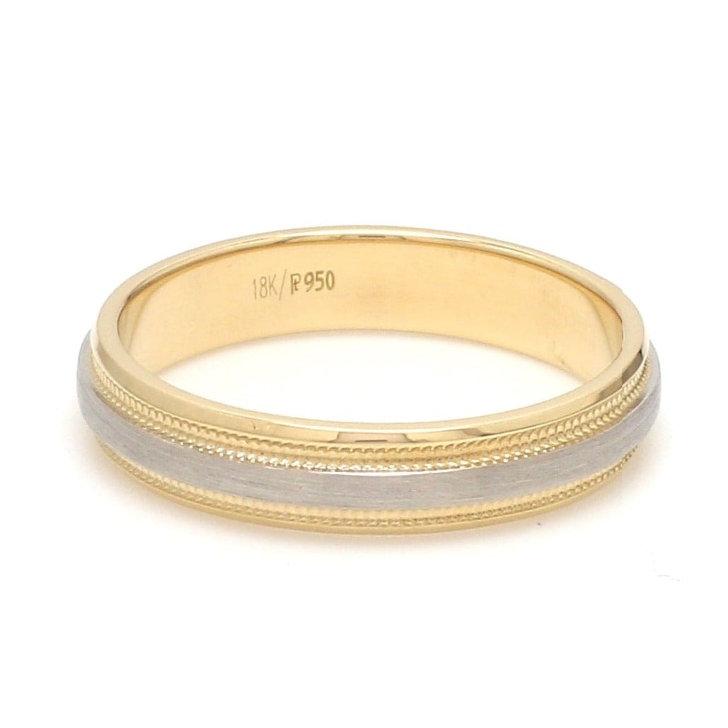 Milgrain Edge Platinum & Yellow Gold Couple Rings JL PT 636