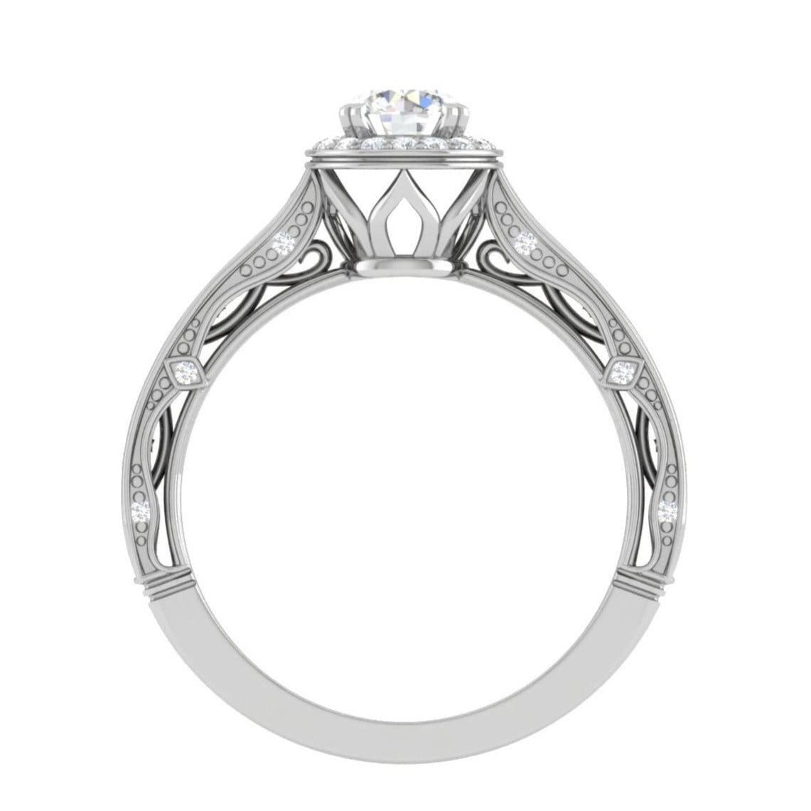 2-Carat Lab Grown Solitaire Halo Diamond Shank Platinum Ring for Women JL PT RV RD LG G 137-D