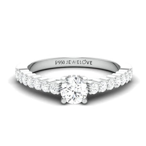 30-Pointer Platinum Engagement Solitaire Ring with Diamond Accents JL PT 674