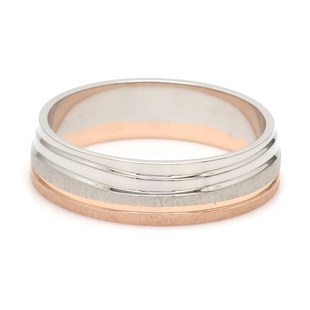 Platinum Rose Gold Plain Men's & Diamonds Women's Couple Rings JL PT 1256