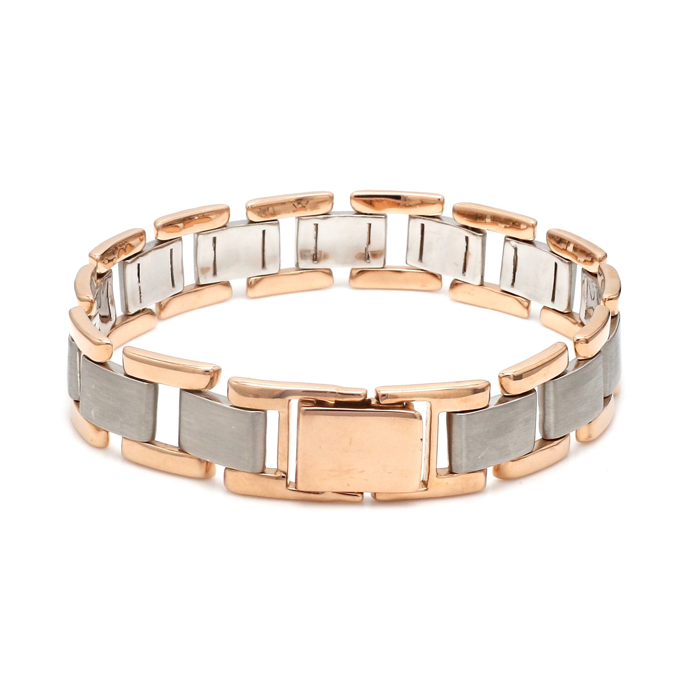 Men of Platinum | 13mm Platinum & Rose Gold Heavy Bracelet for Men JL PTB 1283