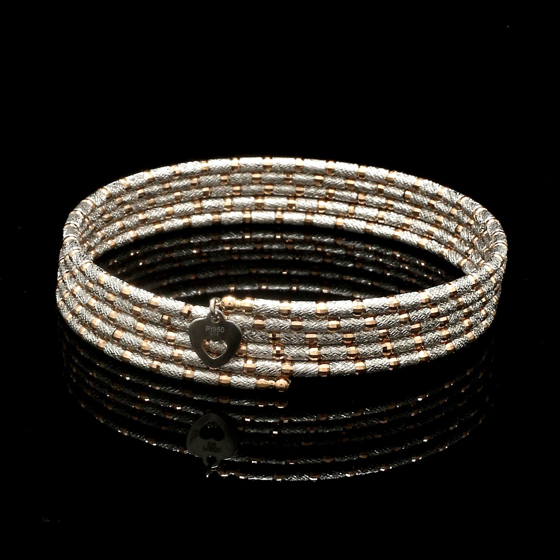 Unique 5-Row Japanese Platinum & Rose Gold Bracelet for Women JL PTB 727