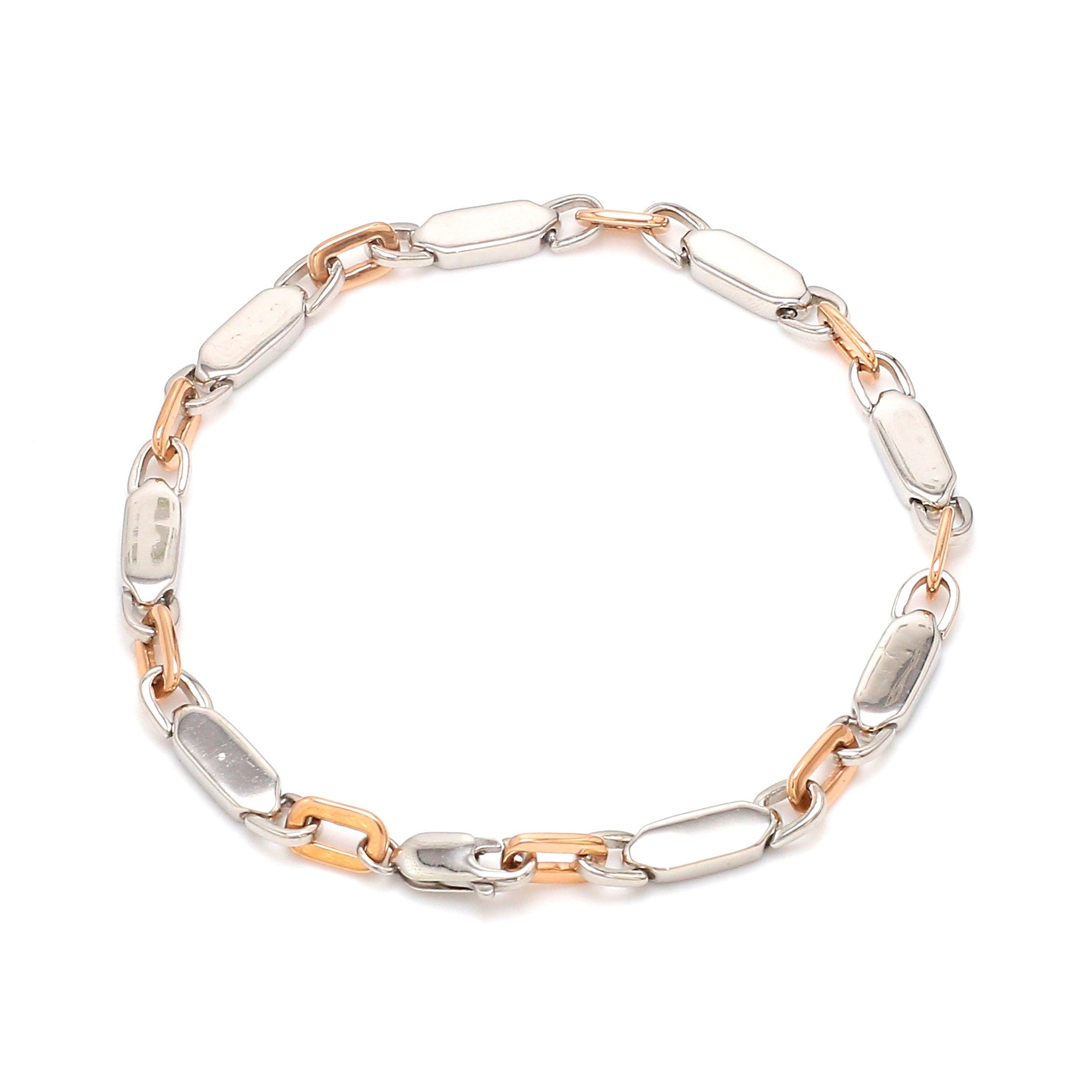 4.75mm Platinum & Rose Gold Bracelet for Men JL PTB 1279