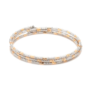 Japanese 3-row Platinum & Rose Gold Bracelet for Women with Diamond Cut Balls JL PTB 1264