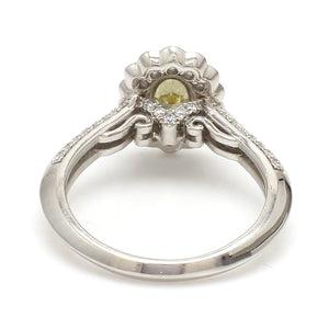 Yellow Diamond Platinum Ring with Halo Split Diamond JL PT YD 1370