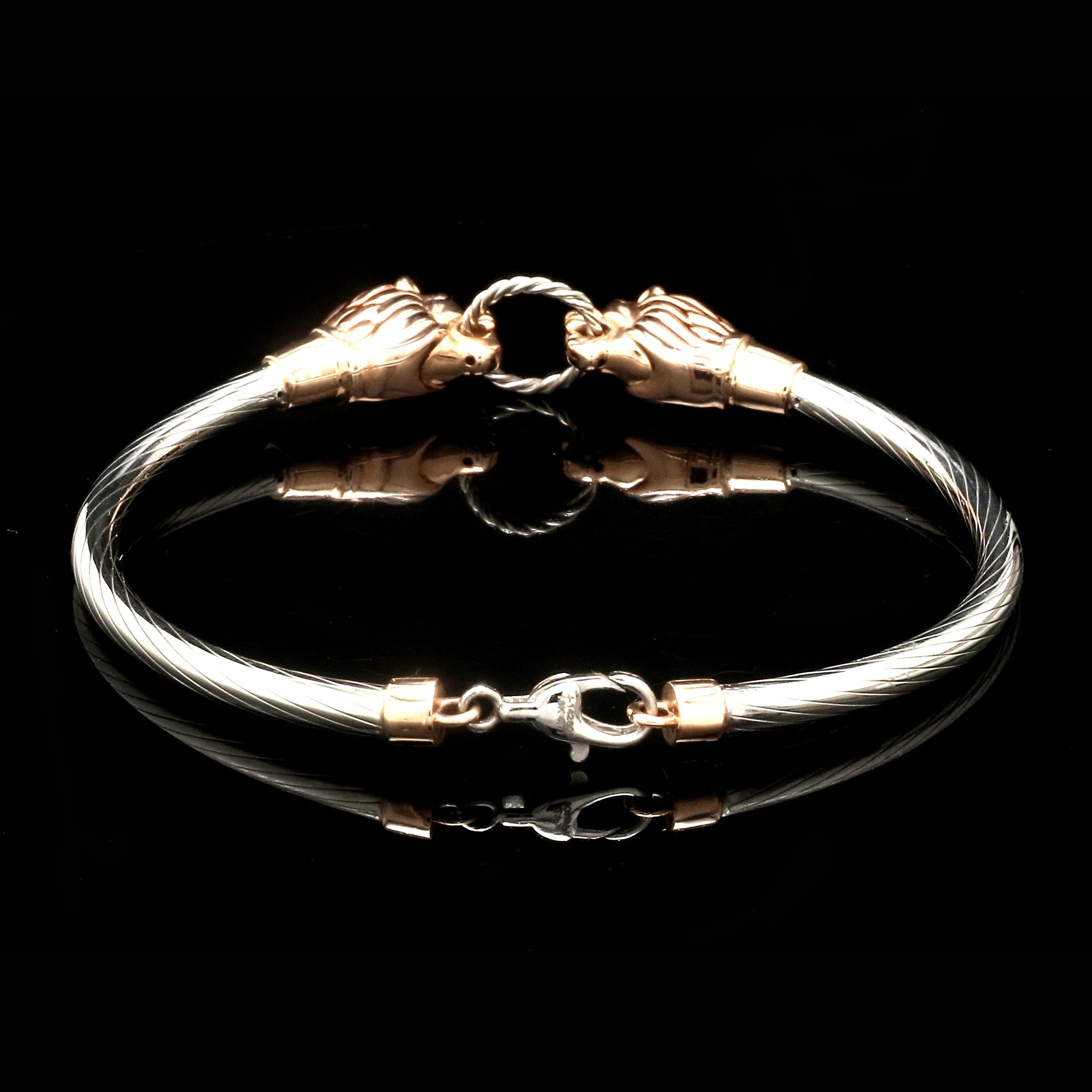 Platinum & Rose Gold Jaguar Bracelet for Men JL PTB 1234