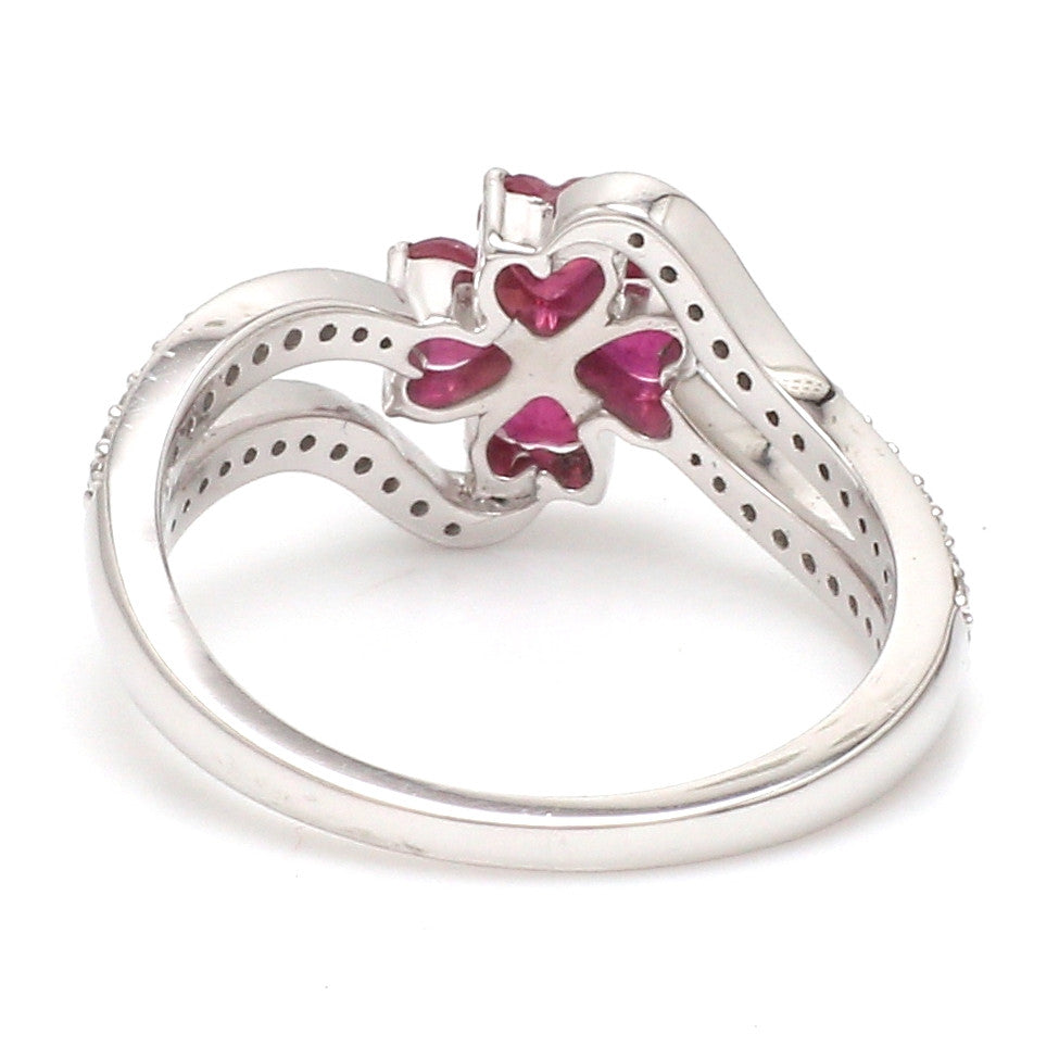 Designer Platinum Heart Ruby Diamond Ring for Women JL PT R8190