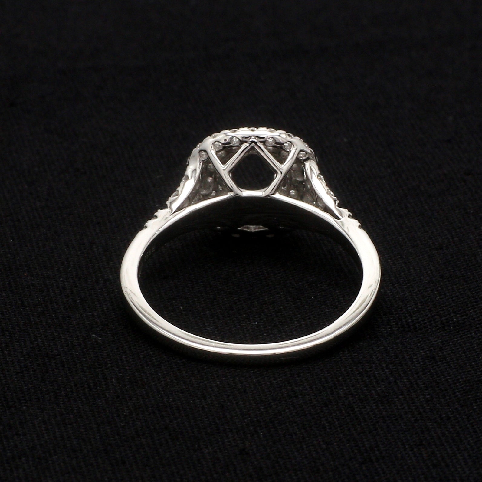 Platinum Double Halo Diamond Split Shank Mounting Ring JL PT 1268-M   Jewelove.US