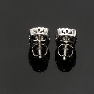 Platinum Solitaire Square Halo Earrings JL PT E 325-A   Jewelove.US