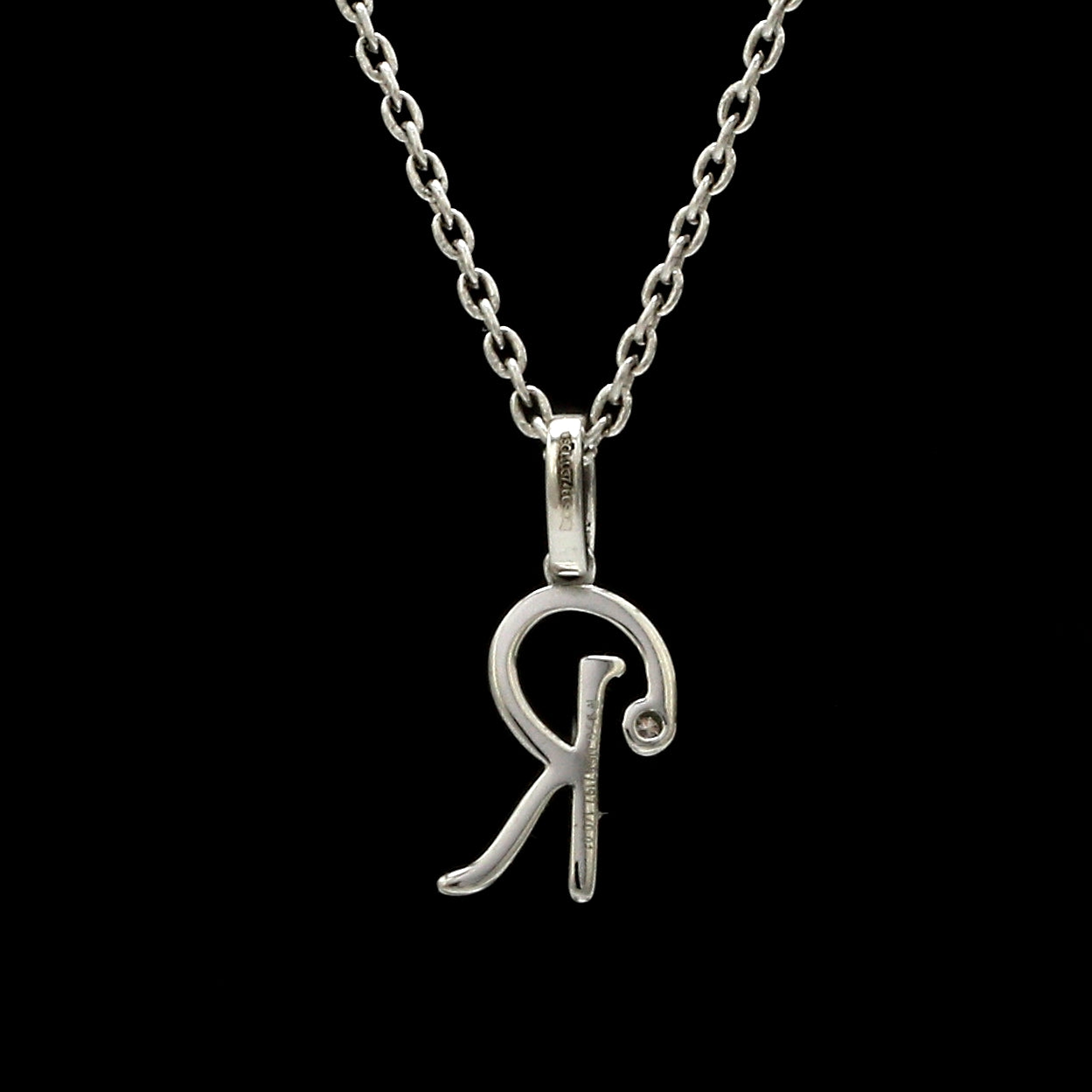 Platinum R Alphabet Diamond Pendant JL PT P 339