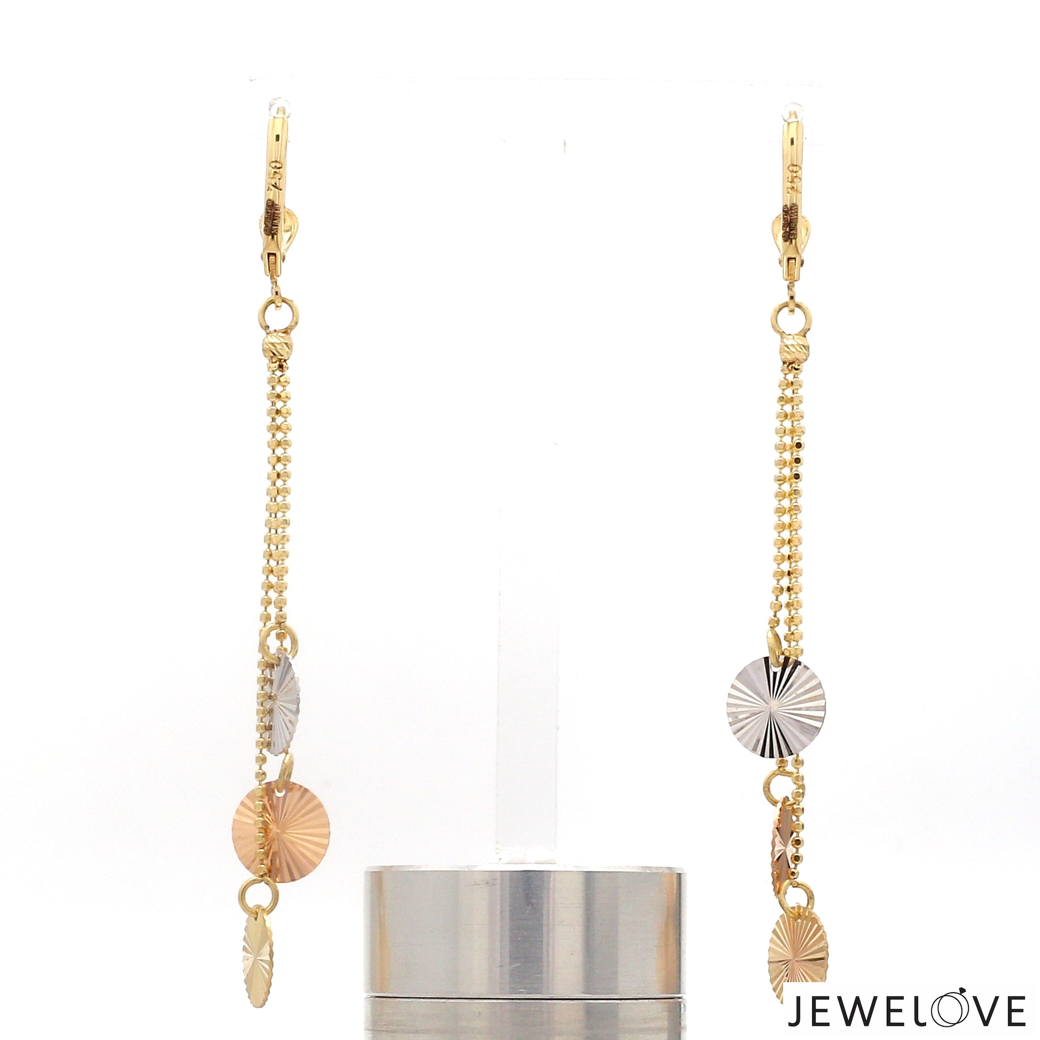 Designer 18K Yellow Hanging Gold Earrings JL AU E 02   Jewelove.US